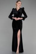 Long Black Velvet Mermaid Prom Dress ABU3393