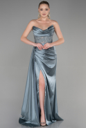 Turquoise Long Satin Evening Dress ABU3447