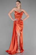 Orange Long Satin Evening Dress ABU3998