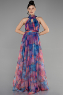 Sax Blue Long Invitation Dress ABU674