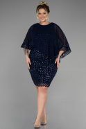 Short Navy Blue Plus Size Evening Dress ABK1898