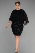 Short Black Plus Size Evening Dress ABK1898