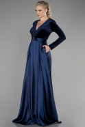 Navy Blue Long Velvet Evening Dress ABU1523