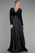 Long Black Velvet Evening Dress ABU1523