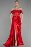 Long Red Satin Evening Dress ABU3997