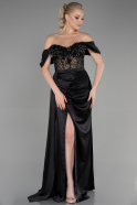 Long Black Satin Evening Dress ABU3454