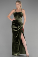 Long Olive Drab Velvet Evening Dress ABU3395
