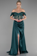 Long Emerald Green Satin Evening Dress ABU3454