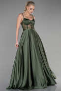 Long Olive Drab Satin Evening Dress ABU3455