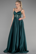 Long Emerald Green Satin Evening Dress ABU3455