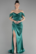 Long Emerald Green Satin Mermaid Evening Dress ABU3479