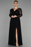 Long Black Chiffon Plus Size Evening Dress ABU3264