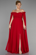 Long Red Chiffon Plus Size Evening Dress ABU3464