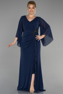 Long Navy Blue Plus Size Evening Dress ABU3486