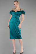 Midi Emerald Green Satin Invitation Dress ABK1922