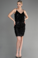 Short Black Scaly Invitation Dress ABK1910