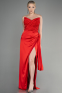 Long Red Satin Prom Gown ABU3482