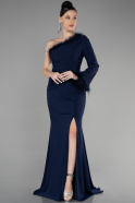 Long Navy Blue Plus Size Evening Dress ABU3518