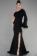 Long Black Plus Size Evening Dress ABU3518