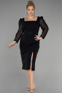 Midi Black Plus Size Evening Dress ABK1930