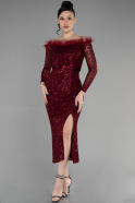 Midi Burgundy Party Dress ABK1938