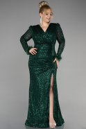 Emerald Green Long Scaly Plus Size Evening Dress ABU3505