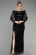 Long Black Scaly Plus Size Engagement Dress ABU3559