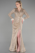 Gold Long Scaly Mermaid Prom Dress ABU3177