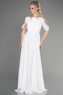 Long White Chiffon Evening Dress ABU3626