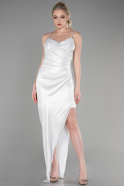 Long White Satin Evening Dress ABU3629