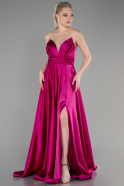 Fuchsia Long Satin Evening Dress ABU3502