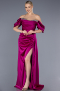 Robe De Soirée Satin Longue Violet ABU2661