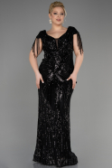 Long Black Plus Size Engagement Dress ABU3730