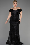 Long Black Plus Size Engagement Dress ABU3740