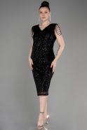Black Midi Plus Size Evening Dress ABK1730