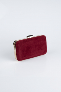 Burgundy-Gold Suede Box Bag SH802