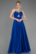 Long Sax Blue Satin Evening Dress ABU3755