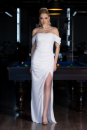 Long White Scaly Evening Dress ABU3766