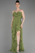 Pistachio Green Strapless Long Chiffon Prom Dress ABU3838