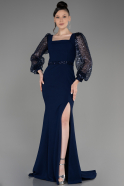 Robe de Soirée Longue Bleu Marine ABU3852