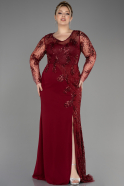 Long Burgundy Chiffon Plus Size Evening Dress ABU2572