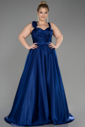 Long Navy Blue Plus Size Engagement Dress ABU3752