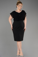 Robe De Invitation Grande Taille Midi Noir ABK2027