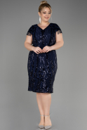 Navy Blue Midi Scaly Plus Size Cocktail Dress ABK2028