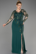 Emerald Green Long Chiffon Plus Size Evening Dress ABU3843