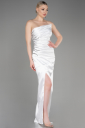 White Strapless Long Satin Evening Dress ABU3825