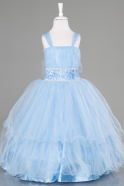Long Blue Kid Wedding Dress ABU3900