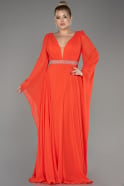 Orange Long Chiffon Plus Size Evening Dress ABU3543