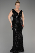 Long Black Plus Size Engagement Dress ABU3876