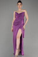 Purple Strapless Slit Long Chiffon Evening Dress ABU3947